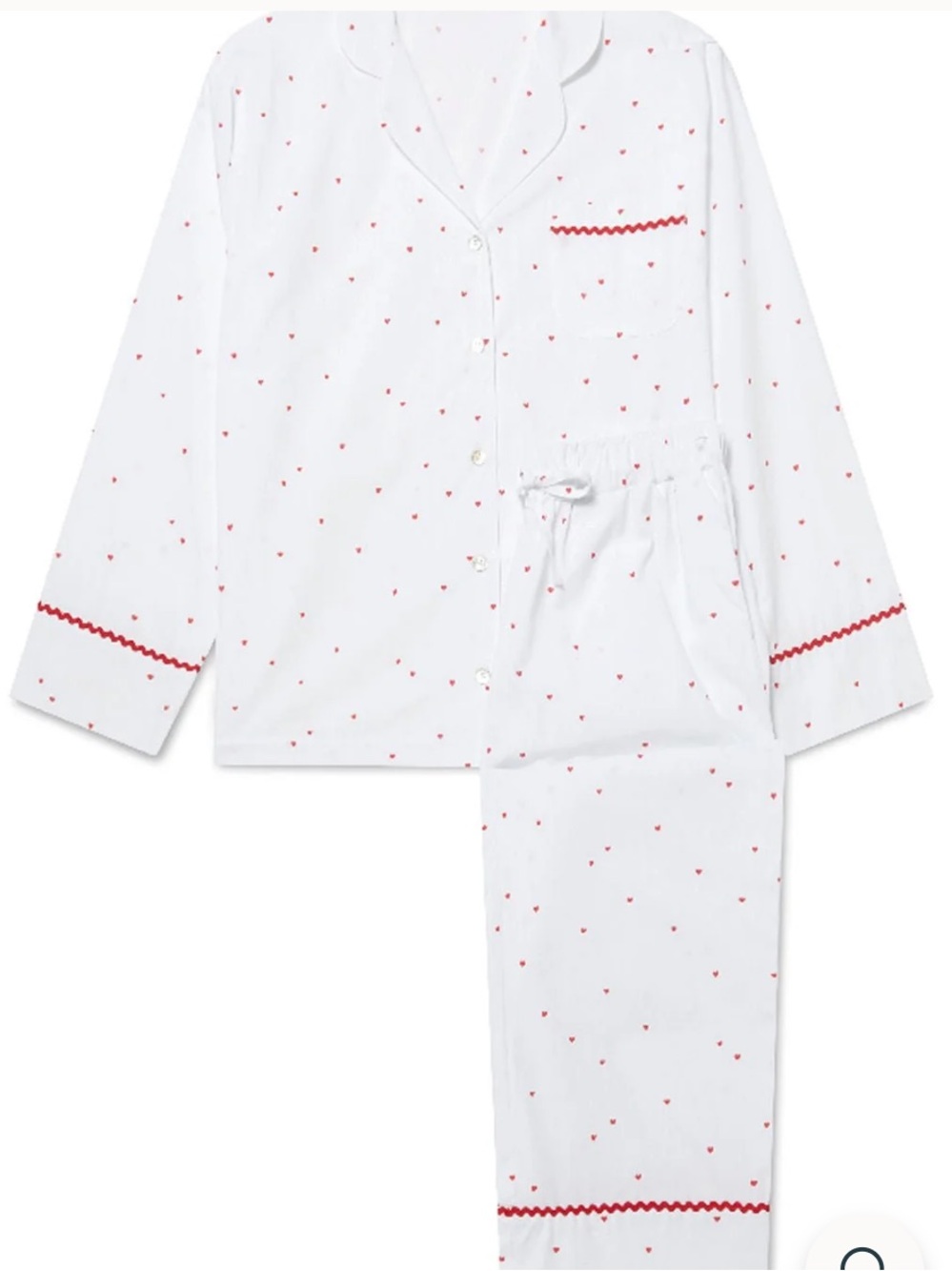 White Pajama Set with Red Trim - Classic Button-Up